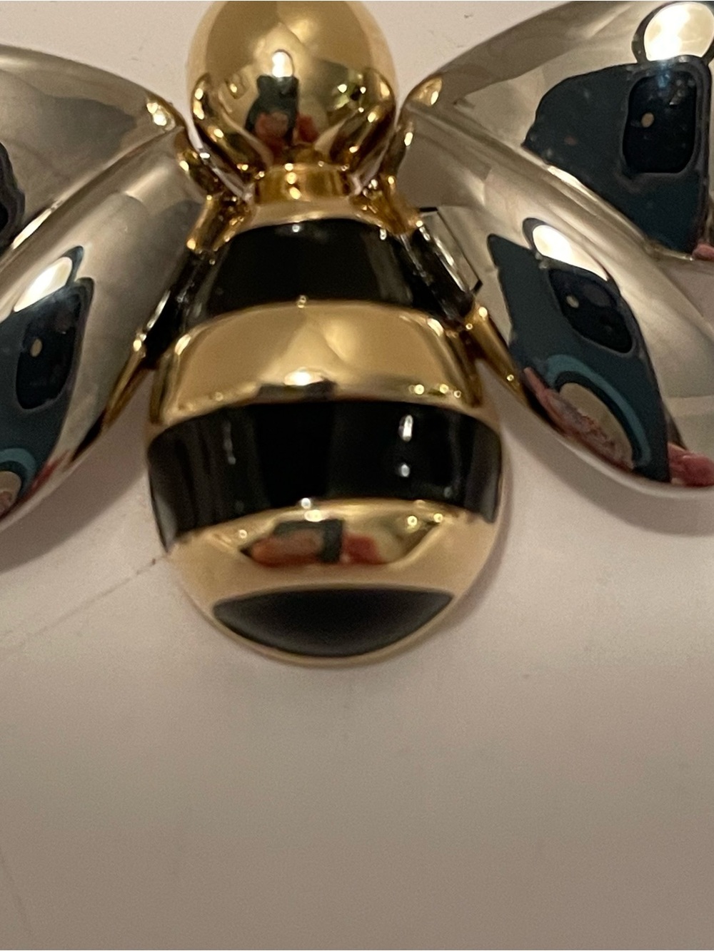 Vintage Liz Claiborne Bee Brooch 1990’s Gold And Silver Tone Black Enamel - Picture 2 of 5